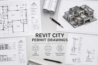 revit architectural city permit drawings, floor plans and blueprint for approval