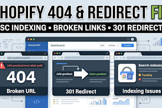 fix shopify 404 errors, redirects and google indexing issues
