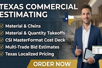 provide texas commercial construction estimating services and material takeoff