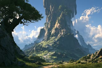 draw detailed sci fi environment concept art