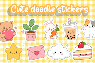 create cute doodle stickers for you