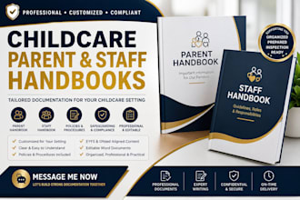 create childcare parent handbook and staff handbook with policies