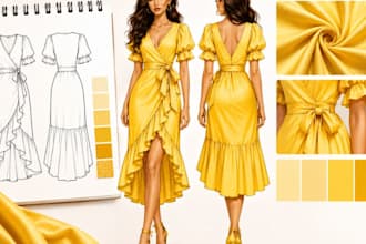 create professional fashion illstrations clothing sketches and fashion design
