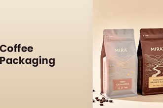 design premium coffee packaging, coffee bag, pouch and label
