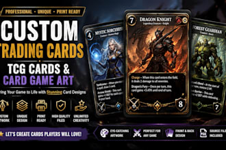 design custom trading cards, tcg cards and card game art