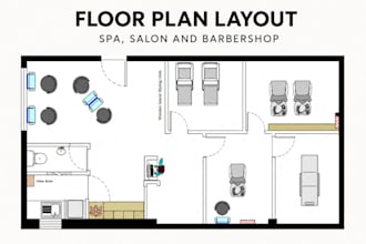 design hair salon, barbershop and spa floor plan and furniture layout in autocad