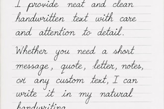 provide neat english handwriting