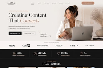 design influencer website, ugc portfolio, personal brand portfolio website