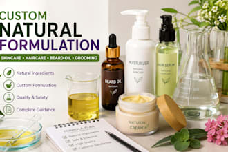 formulate natural custom skincare, haircare, beard oil and grooming products