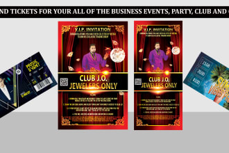 do flyer and matching ticket for your event, party, christmas, sports, concert
