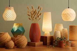 design custom 3d printing lamp, lampshade candle holder pendant lamp stl design