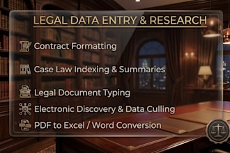do legal data entry, contract formatting, and legal research work