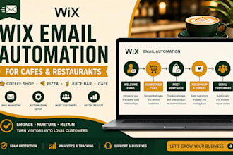 setup email automation for coffee restaurant cafe pizza juice bar wix website