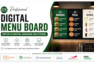 setup digital menu board, restuarant menu, TV menu and digital signage