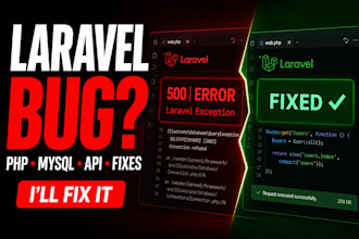 fix PHP laravel bugs, errors and issues in your web application