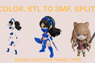 convert stl to 3mf,color paint and slice for bambu lab multicolor print,3d model