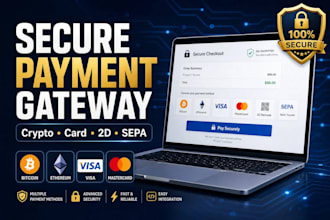 set up and integrate secure crypto, card, and 2d payment gateway integration