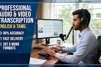 accurately transcribe english and tamil audio, video, or podcasts