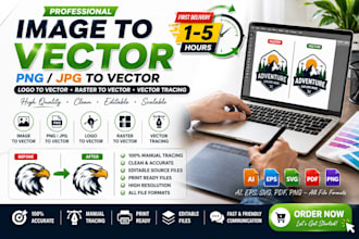 convert raster image, png, jpg, logo to vector professionally