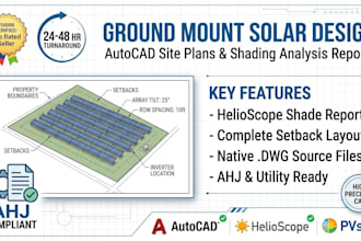 design ground mount solar layout, autocad site plan, and shading report