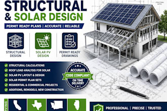 design residential solar permit plans and structural calculations for california