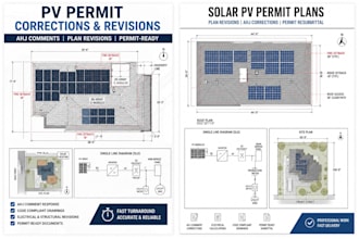 fix solar pv permit corrections, revise plans and respond to ahj comments