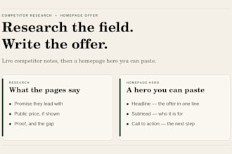research your competitors and write your homepage offer