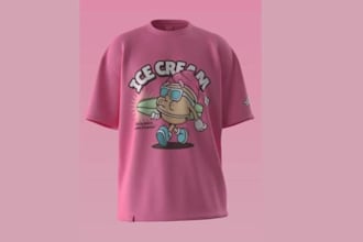 create a realistic t shirt design, 3d mockup clothing mockups animations