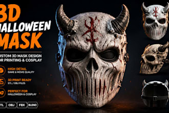 sculpt 3d cosplay and helmet halloween mask for stl file and printing