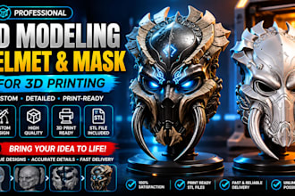 create 3d model of helmet or mask for 3d printing