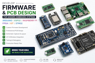 develop firmware and pcb design for arduino, esp32, raspberry pi, fpga iot stm32