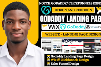godaddy landing page clickfunnel landing page godaddy redesign, wix landing page