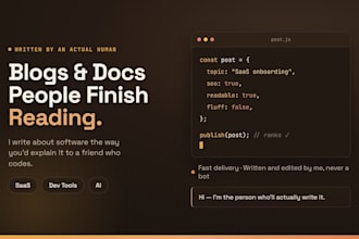 rite SEO blog posts and docs about software, saas, and ai tools