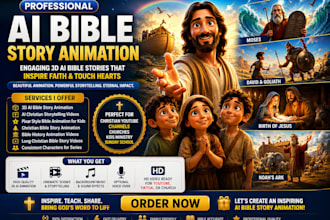 create pixar style ai animated christian bible stories kids youtube gospel lyric