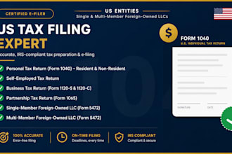 prepare and efile US tax return for individual and business 1040,1120,1065