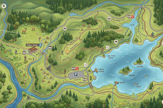 create trailhead kiosk, hiking brochure, park visitor and mobile app maps