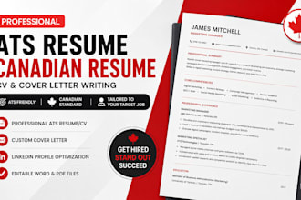 write a professional ats resume, canadian resume, CV and cover letter writing