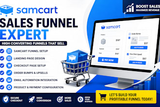 build samcart sales funnel landing page checkout automation thrivecart course