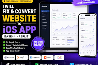 fix convert website to ios app base44 replit