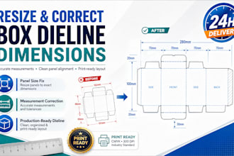 resize and correct your box dieline dimensions and measurements