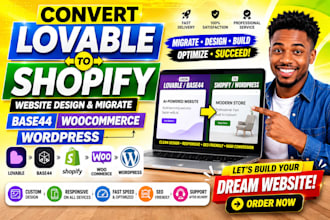 convert lovable to shopify website design migrate base44 woocommerce wordpress