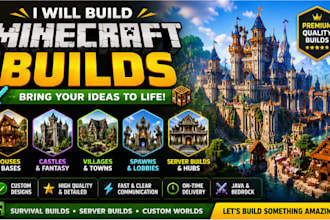 build custom minecraft survival houses, castles, villages and spawns