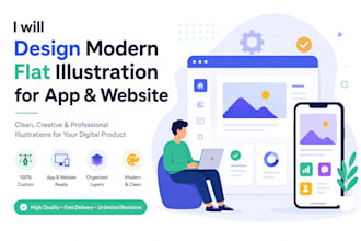 draw modern flat illustration for app and website