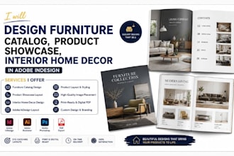 design furniture catalog, product showcase, interior home decor in indesign