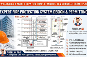 design modify nfpa fire pump standpipe tenant improvement sprinkler permit plan