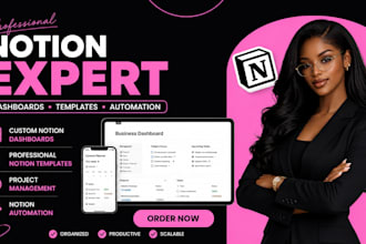 build custom notion dashboard, template, workspace and automation