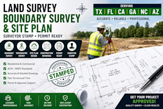 tx fl ca ga nc az land survey boundary survey site plan surveyor stamp permit