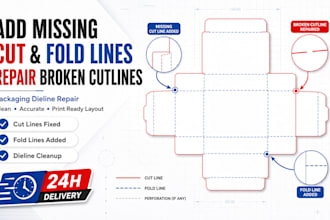 add missing cut and fold lines and repair broken packaging cutlines
