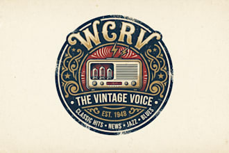create a modern radio station logo t shirt design