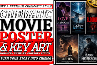 design a cinematic movie poster, film poster, imdb style flyer and key art
